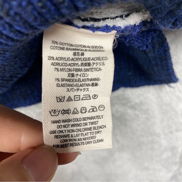 Free People Candyland Pullover Navy Striped Boat Neck Sweater Top Size L - Picture 8 of 8